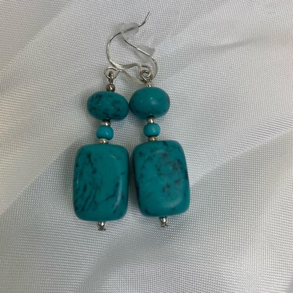 Premier Designs Silver-Tone Faux Turquoise Southwest Dangle Earrings - Picture 6 of 7